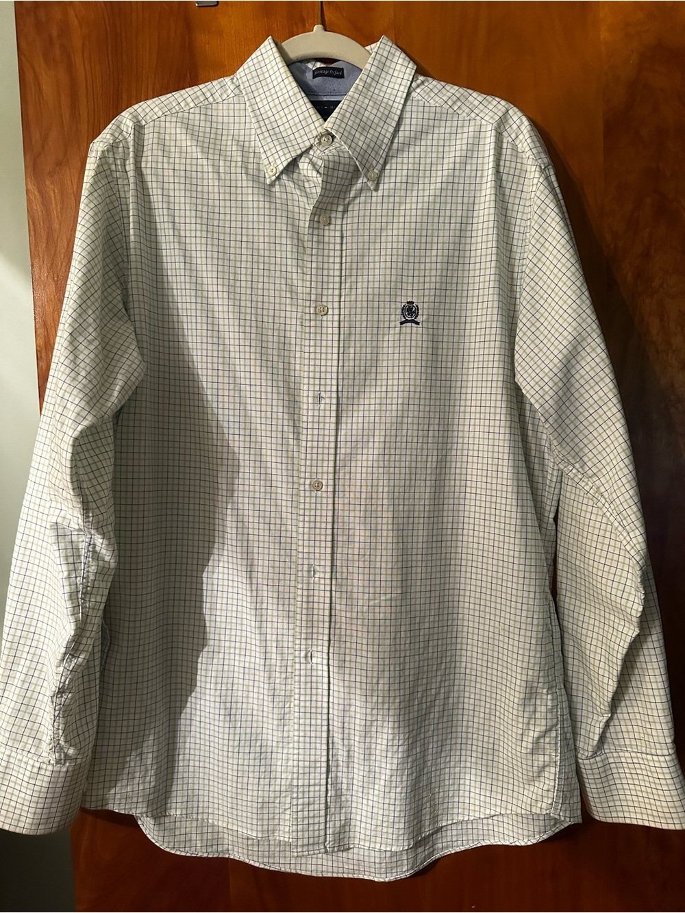 Tommy Hilfiger White Shirt with Blue Windowpane Check